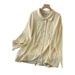 Real Shot Of The 2026 Summer New Vintage Artistic Linen Shirt With Drawstring Design, Thin Casual Style Jacket For Women_ecoleips.com