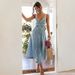 Women’s Clothing Spring And Summer Suspenders Distressed Casual Style Button Denim Long Dress_ecoleips.com