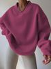 Women's Clothing Casual Solid Color Long Sleeve Oversized Pullover Sweatshirt Long Sleeve Crewneck Cotton Blend Loose Fit Streetwear T-Shirt Top_ecoleips.com