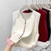 2026 Trendy Rainbow Button Knit Round Neck Vest For Women, Spring And Autumn Loose Fashionable Layered Sweater Top_ecoleips.com