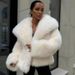 Luxury Faux Fox Fur Jacket Women’s Winter Coat – Soft & Plush, Streetwear Chic, Pockets, Oversized Fit, Eco-Friendly Faux Fur (Cream White)_ecoleips.com