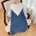 Women's Clothing Plus Size Women's V Neck Lace Stitching Denim Dress XX2522_ecoleips.com