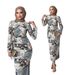 Women's Muslim Robe New Fashion Printed Dress With Headscarf_ecoleips.com