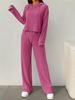 Women's Clothing New Knitted Long Sleeved Suit For Women With Hooded Sweatshirt And Loose Trousers Street Style Home Two Piece Suit_ecoleips.com