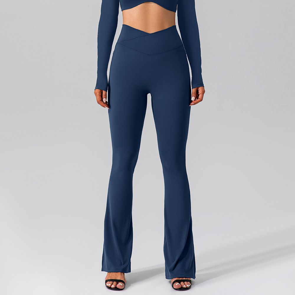 Women’s Clothing Autumn Nude Stretchy Sports Yoga Flare Pants Tight Slimming High Waist Peach Butt Lifting Fitness Pants_ecoleips.com