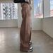 High Waist Straight Leg Jeans For Women – Vintage Washed Brown Denim Pants (Relaxed Fit, 90% Cotton, No Stretch, S-XL, Coffee Gradient)_ecoleips.com