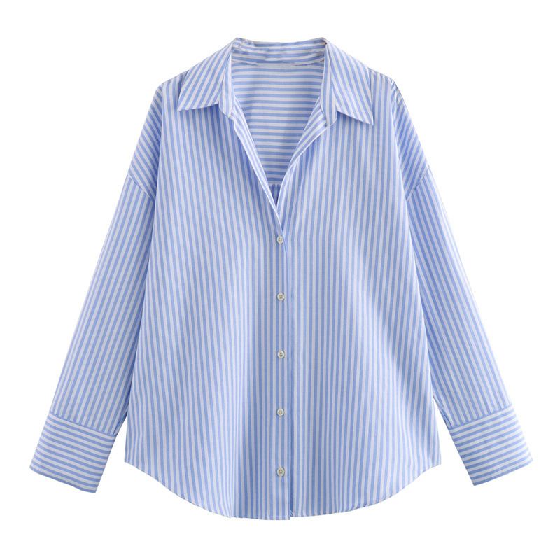 Women's Clothing Summer Cotton Loose Casual Long Sleeved Oxford Shirt_ecoleips.com