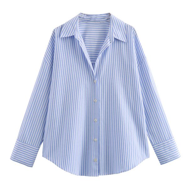 Women's Clothing Summer Cotton Loose Casual Long Sleeved Oxford Shirt_ecoleips.com