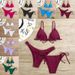 Aria Basics 2026 New Model European And American Foreign Trade Sexy Bikini Solid Color Three-Piece Set For Women_ecoleips.com