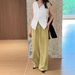 Suitable For All Seasons Si Linen Tencel Wide-Leg For Women Summer Loose Drawstring Casual Straight Long Pants 9056_ecoleips.com
