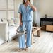 European And American Fashionable And Elegant V-neck Loose Short Sleeved Top And Wide Leg Pants_ecoleips.com