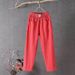 Suitable For All Seasons New Cotton Linen Casual Pants For Women, Summer Loose Straight Nine-Tenths Harem Pants, Color Slimming Trend_ecoleips.com