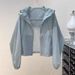 2026 New Summer Women's Korean Hooded Sunscreen Clothing Small Explosive Loose Casual Breathable Thin Jacket_ecoleips.com