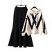 Women's Clothing Autumn Plus Size Outfit For Women New Style Fashion Temperament Age Reducing Hooded Knitted Sweater Skirt Two Piece Suit_ecoleips.com