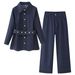 Women's Casual Linen-Blend Shirt & Pants Set – Relaxed Streetwear Outfit For Spring & Fall_ecoleips.com