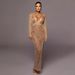 Women's Clothing Deep V-Neck High Slit Knit Dress – Sexy Bodycon Long Skirt For Women_ecoleips.com
