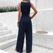 Voya Women's New Foreign Trade V-neck Wide Leg Jumpsuit Sleeveless Design Sense Jumpsuit For Women_ecoleips.com