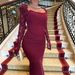 Women's Clothing Burgundy Lace Enchantress Gown – Long-Sleeve Square Neck Wedding Guest Dress (Victorian Mourning Jewel Tones, Gothic Cathedral)_ecoleips.com