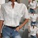 Verve 2025 Summer Women's New V-neck Stand Collar Embroidered Lace Blouse Shirt_ecoleips.com