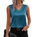 Women's Clothing Satin Camisole Top - Elegant V-Neck Sleeveless Blouse For Casual Wear_ecoleips.com