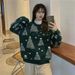 girl Korean Style Loose Slimming Round Neck Super Popular Long Sleeve Snowflake Christmas New Year Sweater For Women_ecoleips.com