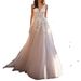 Women's Clothing Sexy Lace Dress Sleeveless Deep V Neck Wedding Dress Embroidery Long Skirt_ecoleips.com