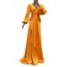 Women's Clothing Waist Pleated Slim Long Skirt Floor Length Dress_ecoleips.com