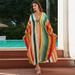 Women's Clothing Printed Holiday Loose Large Size Long Skirt Beach Dress Robe Bikini Blouse_ecoleips.com