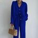 Fashion Women's Solid Color Two Piece Set Elegant Long Sleeved Top And Straight Leg Pants New Cross Border Style 2026_ecoleips.com