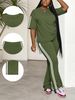 Women's Short Sleeve Round Neck Top And Pants Two-Piece Set Casual Summer Outfit_ecoleips.com