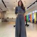 Women's Clothing fashion striped print navel baring top high waist wide leg pants suit_ecoleips.com