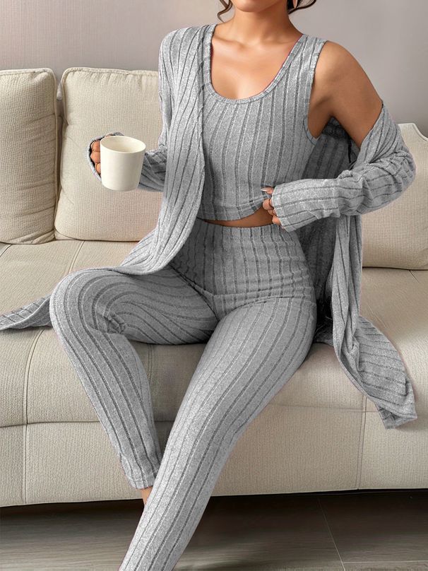 Women's Clothing Autumn And Winter Women's Casual Vest Cardigan Trousers Casual Outerwear Home Clothes Three Piece Set_ecoleips.com