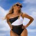 Aria Basics 2024 European And American Swimwear Women Foreign Trade Cross-border One-piece Swimsuit Spliced Bikini_ecoleips.com