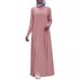 Cross-border Arab Robe, Middle Eastern Foreign Trade Women's Solid Color Single-breasted Pullover Long-sleeve Dress_ecoleips.com