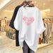 Pink Heart Shaped T-Shirt for Women Summer Short Sleeve mid Length Loose Fit Trendy Top_ecoleips.com