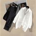 Women's Clothing New Style Fashionable Patchwork Shirt Top Slim All Match Jeans Two Piece Suit Trendy_ecoleips.com