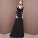 Women's Clothing Long Sleeved Red Bridal Wedding Dress Long Banquet Evening Dress Female_ecoleips.com
