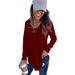 Autumn/Winter Solid Color V-Neck T-Shirt With Loose-Fitting Straps_ecoleips.com