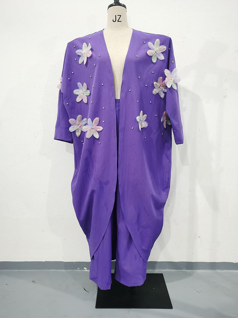 Women's Clothing Commuter Long Sleeve Two piece Suit Three dimensional Butterfly Decoration Thin Breathable_ecoleips.com