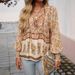 Bohemian Floral Print V-Neck Blouse – Long Sleeve Wrap Front Tunic Top With Tie Detail (S-XXL, 6 Colors)_ecoleips.com