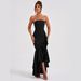 European And American Cross-border Summer Women's Elegant Strapless Slit Fashion Slim-fit Backless Bodycon Dress_ecoleips.com