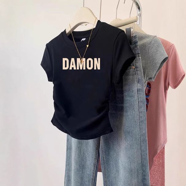 White Off-Shoulder Short-Sleeved T-Shirt Women's Slim Fit Trendy Design Summer New Style Top_ecoleips.com