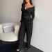 New Suits Long Sleeved Buttoned Solid Color Tight Top Plus Trousers Two Piece Suit For Women_ecoleips.com