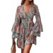 European And American Cross-border 2026 Spring New Elegant Women's Floral Print V-neck Bell-sleeve Dress_ecoleips.com