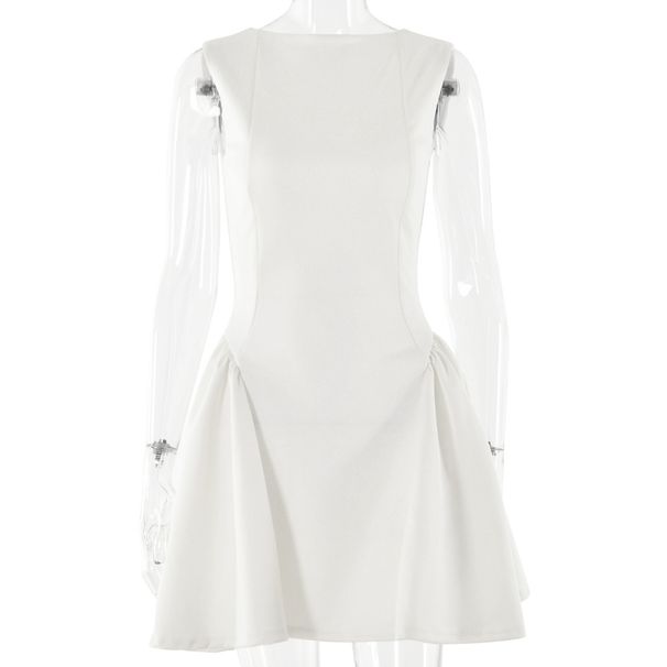 Women's Clothing Autumn Fashion Sexy Backless One Shoulder Short Skirt New Sleeveless Pleated Dress_ecoleips.com