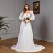 Women’s Clothing sexy long sleeved V neck wedding wedding dress lace stitching tail_ecoleips.com