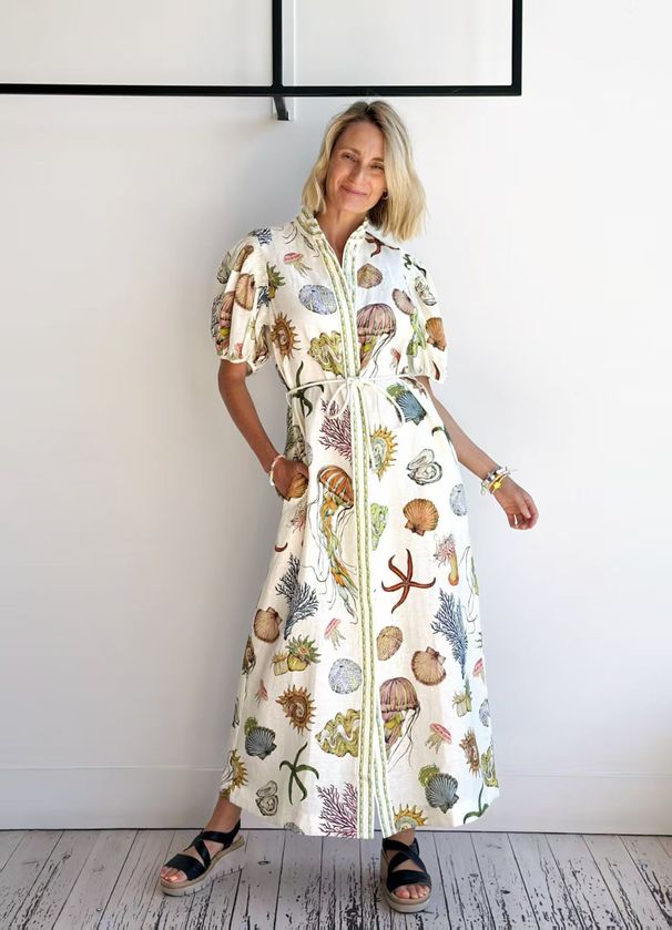 Women's Elegant Casual Stand Collar Cardigan Tie Front Linen Dress Long Sleeve Maxi Dress_ecoleips.com