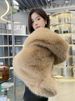 K New Explosion Street Eco Friendly Fur Imitation Fox Fur Hooded Coat For Women's High End Fury Warm Coat_ecoleips.com