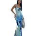 New Arrival 2025 European And American Style Sexy Hottie Women's Printed Suspender Slim Dress Beach Skirt_ecoleips.com
