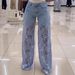 Women's Clothing New Women's Wide Leg Pants Trousers Lace Stitching Jeans Women_ecoleips.com